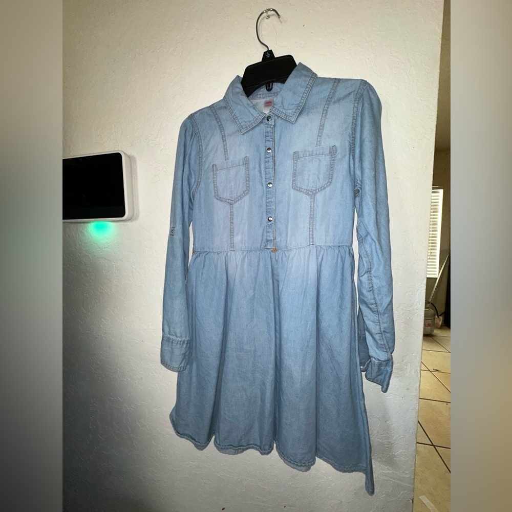 Justice blue denim girl dress size L 12👗